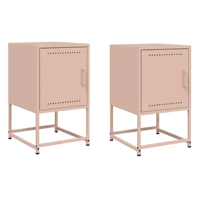 vidaXL Bedside Cabinets Nightstand Bed Table Bed Cabinet pcs Pink Steel