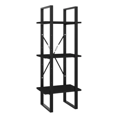 vidaXL 3-Tier Book Cabinet Black Engineered Wood Bookcase Storage Rack Shelf