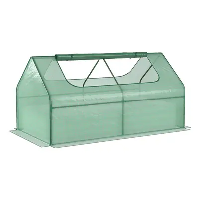 Outsunny Raised Garden Bed Planter Box with Greenhouse, Large Window, Green