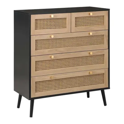 Black Chest of Drawers Rattan Birlea Croxley Mid Century Modern