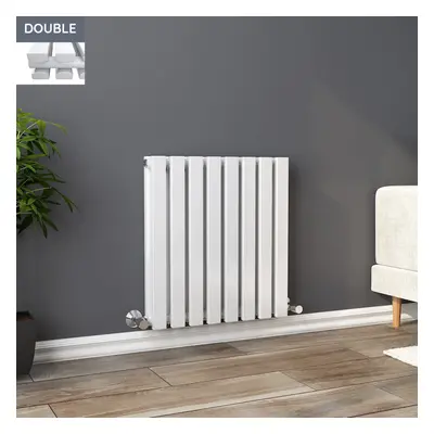 Lulea x 550mm White Double Rectangular Panel Horizontal Radiator