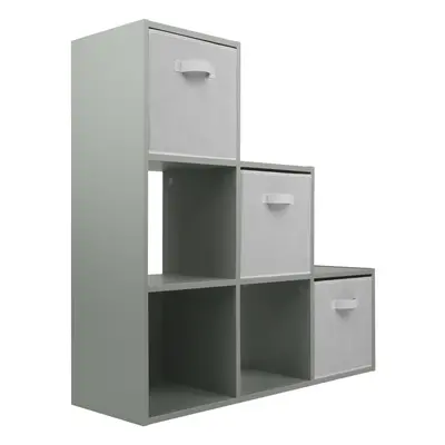 (3 White Drawers) Charles Jacobs Grey Tier Cube Storage Bookcase Shelf Display Unit with Choice 