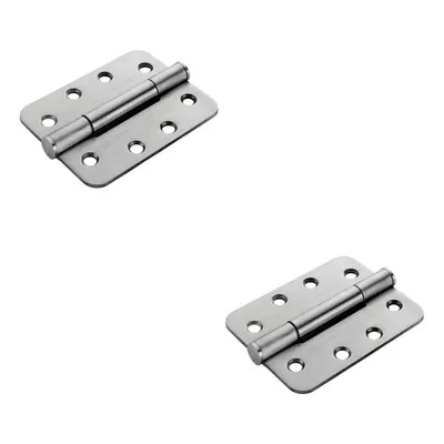 2x PAIR x x 3mm Concealed Bearing Hinge Satin Steel Rounded Edge