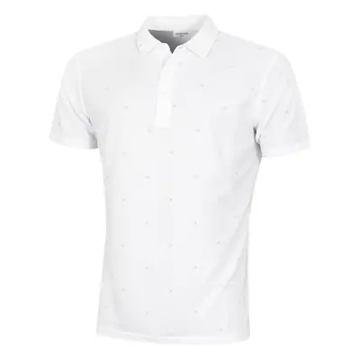 (M, White) Calvin Klein Mens Monogram Breathable SmartTec UV 30+ Polo Shirt