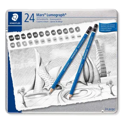 Mars Lumograph 100-G24 Metal Box Assorted Graphite Pencils