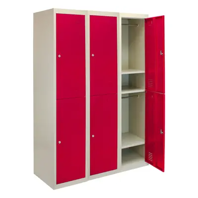 Metal Lockers Doors Steel Staff Storage Lockable Gym School Changing Room Red