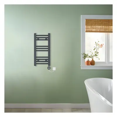 (Anthracite, 600x300mm) NRG Prefilled Thermostatic Electric Curved Heated Towel Rail Radiator