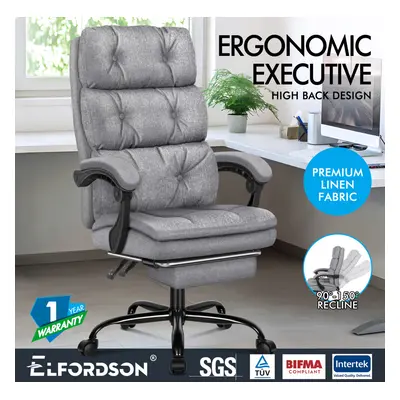 ELFORDSON Office Chair Executive Computer Fabric Work Seat Gaming Grey