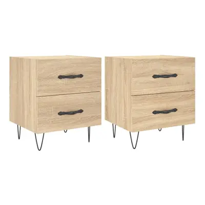 (sonoma oak, pcs) vidaXL Bedside Cabinets Bed Table End Table pcs Concrete Grey Engineered Wood