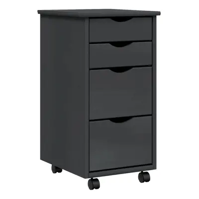 (grey) vidaXL Rolling Cabinet Office Cabinet with Drawers Grey Solid Wood Pine MOSS