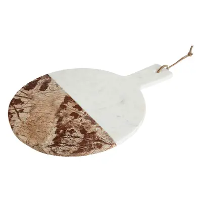 Premier Housewares White / Brown Marble Round Paddle Board