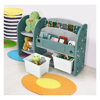 Toy Book Storage Organiser Kids Bookshelf w/2 Removable Bins