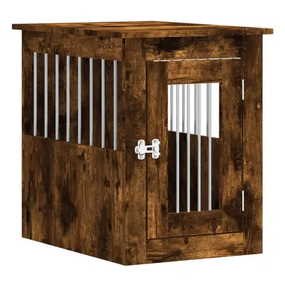 (smoked oak, x x cm) vidaXL Dog Crate Furniture Pet Doghouse Dog Kennel Dog Cage Engineered Wood