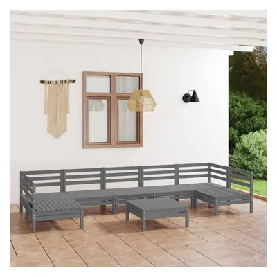 vidaXL Garden Lounge Set Outdoor Sofa Set Couch Piece Grey Solid Wood Pine