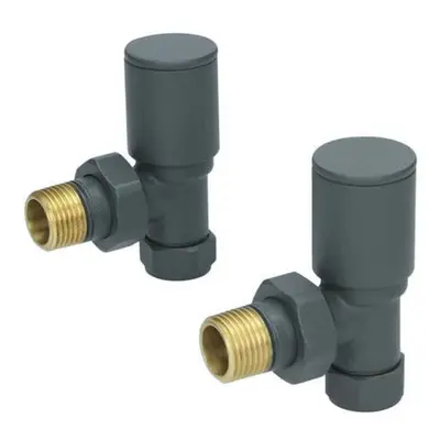 Pair 15mm Radiator Valve Angled Anthracite Brass Twin Pack Heated | Kartell