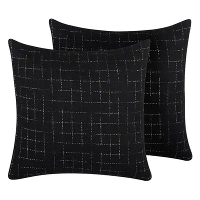 Set of Cushions Geometric Pattern BELLFLOWER x cm Black