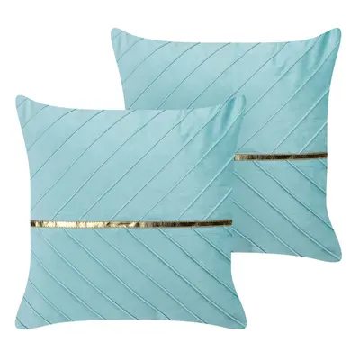 Set of Velvet Cushions x cm Light Blue CONEFLOWER