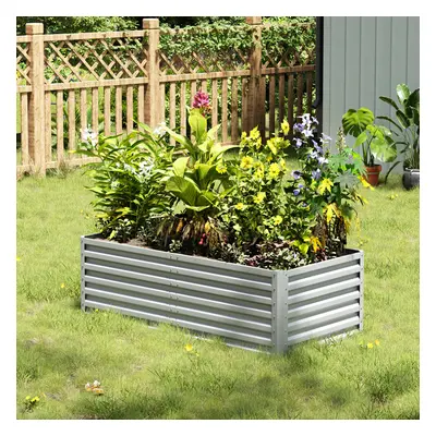 (Silver) 180cm x 90cm W x 57cm H Outdoor Modular Metal Raised Garden Bed