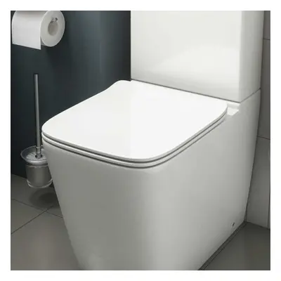 Modern Bathroom Soft Close Toilet Seat White Gloss Slim Design Top Fix WC