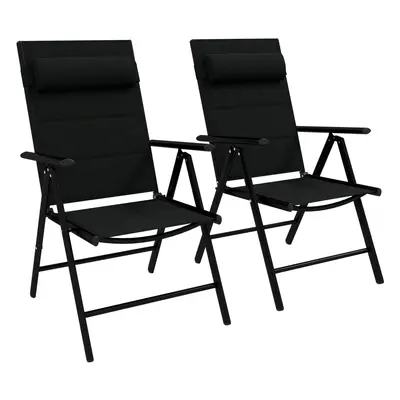 Outsunny PCS Outdoor Folding Chairs, Dining Chairs w/ Padded Filling, Black