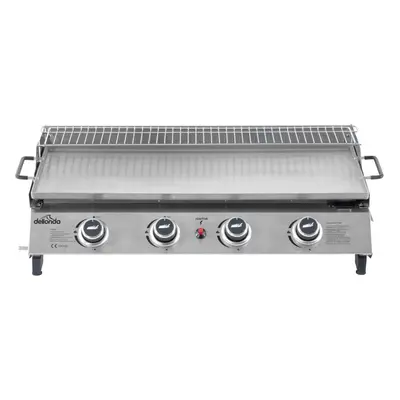 Dellonda Burner Portable Gas Plancha with Warming Rack 10kW Stainless Steel