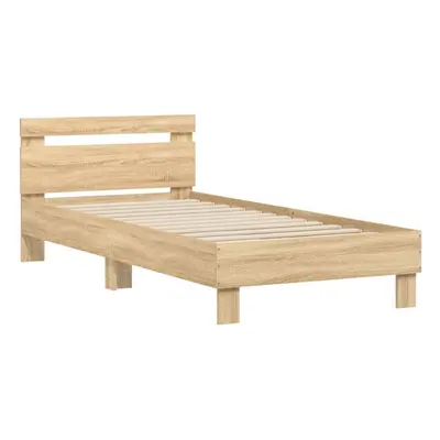 (sonoma oak, x cm) vidaXL Bed Frame with Headboard Bed Base Mattress Foundation Engineered Wood