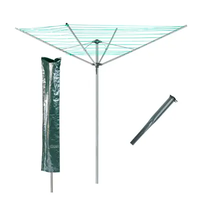 KCT Arm Outdoor Rotary Washing Line Clothes Airer with Protective Cover and Ground Spike