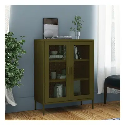 vidaXL Storage Cabinet Olive Green Steel Home Sideboard Cupboard Side Cabinet