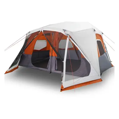 vidaXL Camping Tent with LED Light Dome Tent Lightweight Tent Grey and Orange