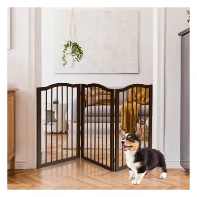 3 Panel Wooden Dog Gate Folding Pet Fence Baby Safety Barrier Free Standing