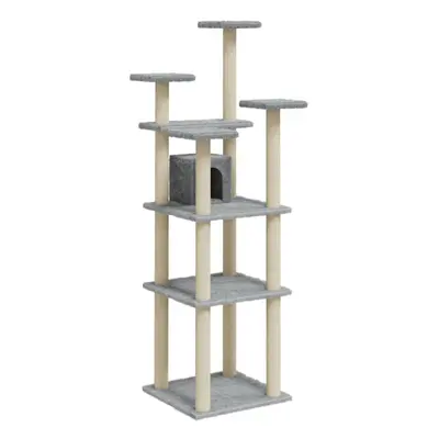 (light grey) vidaXL Cat Tree with Sisal Scratching Posts 171cm Cat Play Tower Multi Colours