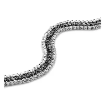 Jewelco London Rhodium & Rhuthenium Coated Sterling Silver Row Beads Multi-strand Bracelet - ABB