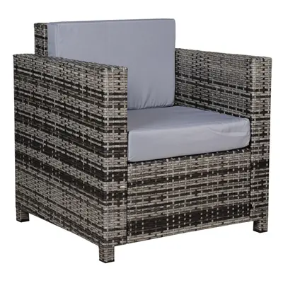 Garden Patio Rattan Wicker Furniture Single Cube Chair Sofa Outdoor Grey