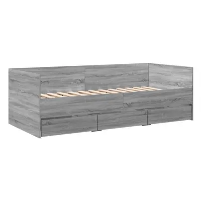 (grey sonoma, x cm) vidaXL Daybed with Drawers Sofa Bed Grey Sonoma 100x200 cm Engineered Wood