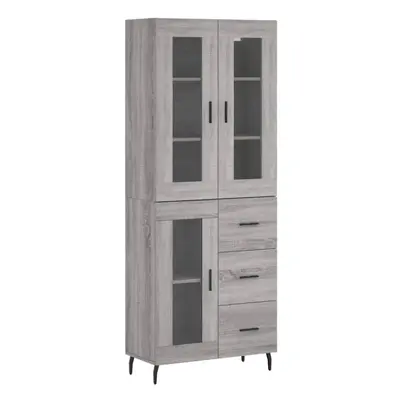 (grey sonoma, glass door drawers) vidaXL Highboard Sideboard Tall Storage Cabinet Side Cabinet E