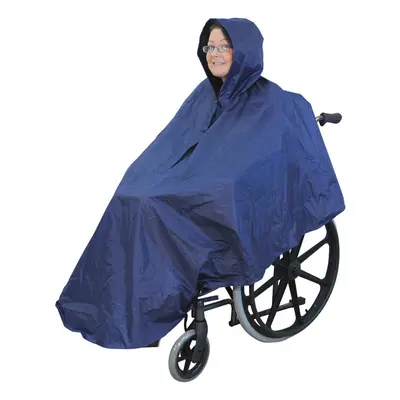 Blue Polyester Wheelchair Poncho - Waterproof Fabric - Machine Washable