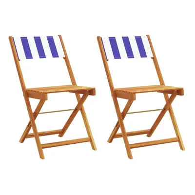 (blue and white, pcs) vidaXL Bistro Chairs Outdoor Chair Dining Chair Solid Wood Acacia and Fabr