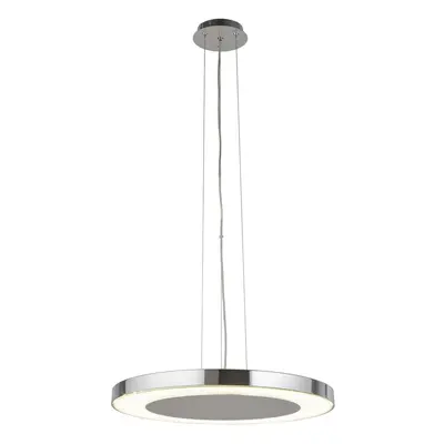 LED Disc Ceiling Pendant In Chrome Crushed Ice Effect