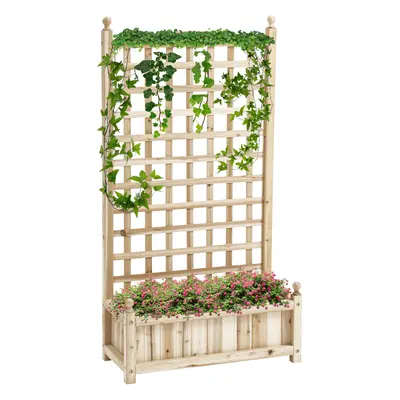 Outsunny Raised Garden Bed with Trellis Garden Planters Indoor Outdoor Natural