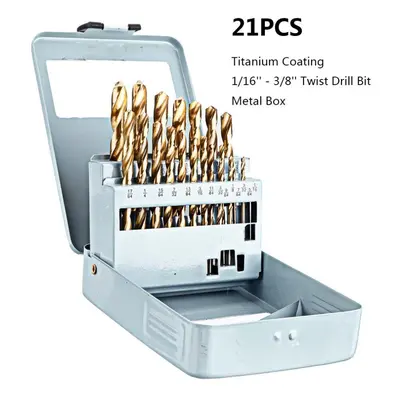 () 21/29/115 Pcs Titanium Coating Quick Change Twist Drill Set Individual HSS Drill Bits 1/16"-1