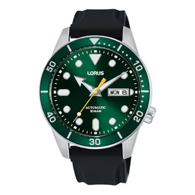 Lorus Mens Automatic Semi Luminous | Green/Black Silicone Strap Watch