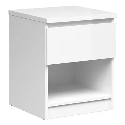 Bedside - Drawer Shelf in White High Gloss