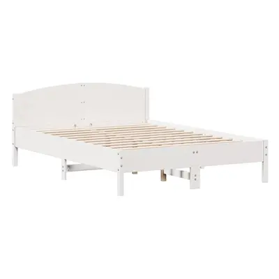 vidaXL Bed Frame with Headboard Bed Base White 140x200 cm Solid Wood Pine