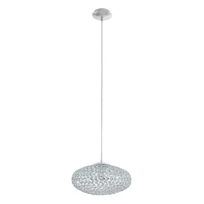 Pendant Ceiling Light Colour Chrome Plated Shade Clear Crystal Bulb E27 1x60W