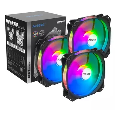 (Black) 120mm Cooling Fan 3pcs Set ARGB Lighting 4PIN PWM 3PIN RGB Support Aura/RGB FUSION Max S