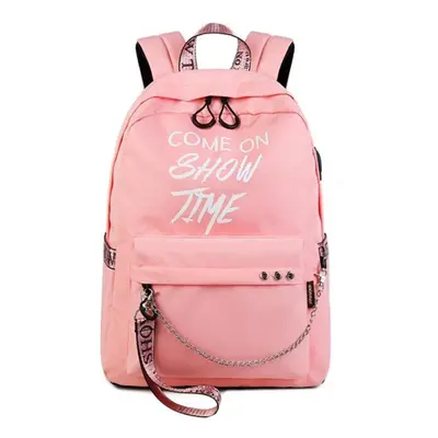 (Pink) 15.6 Inch Anti-Theft Laptop USB Backpack Luminous Outdoor Travel School Bag Men Women