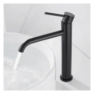 Nes Home Round Single Lever High Rise Bathroom Basin Mono Mixer Matte Black Tap