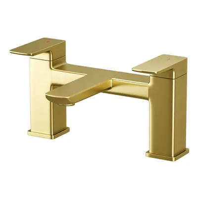 Nes Home Modern Brushed Brass Bathroom Square Deck Mounted Bath Filler Tap