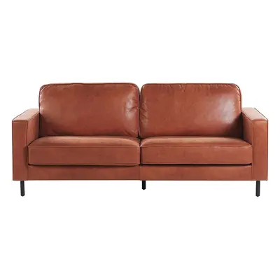 3 Seater Faux Leather Golden Brown SAVALEN