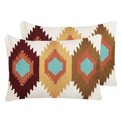 Set of Decorative Cushions DANAPUR Cotton x cm Multicolour Geometric Pattern